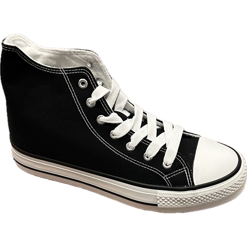 HEEZ Women's Sz 8 Fashion Sneakers Lace Up Canvas‎ Sneaker High Top Tennis Shoe